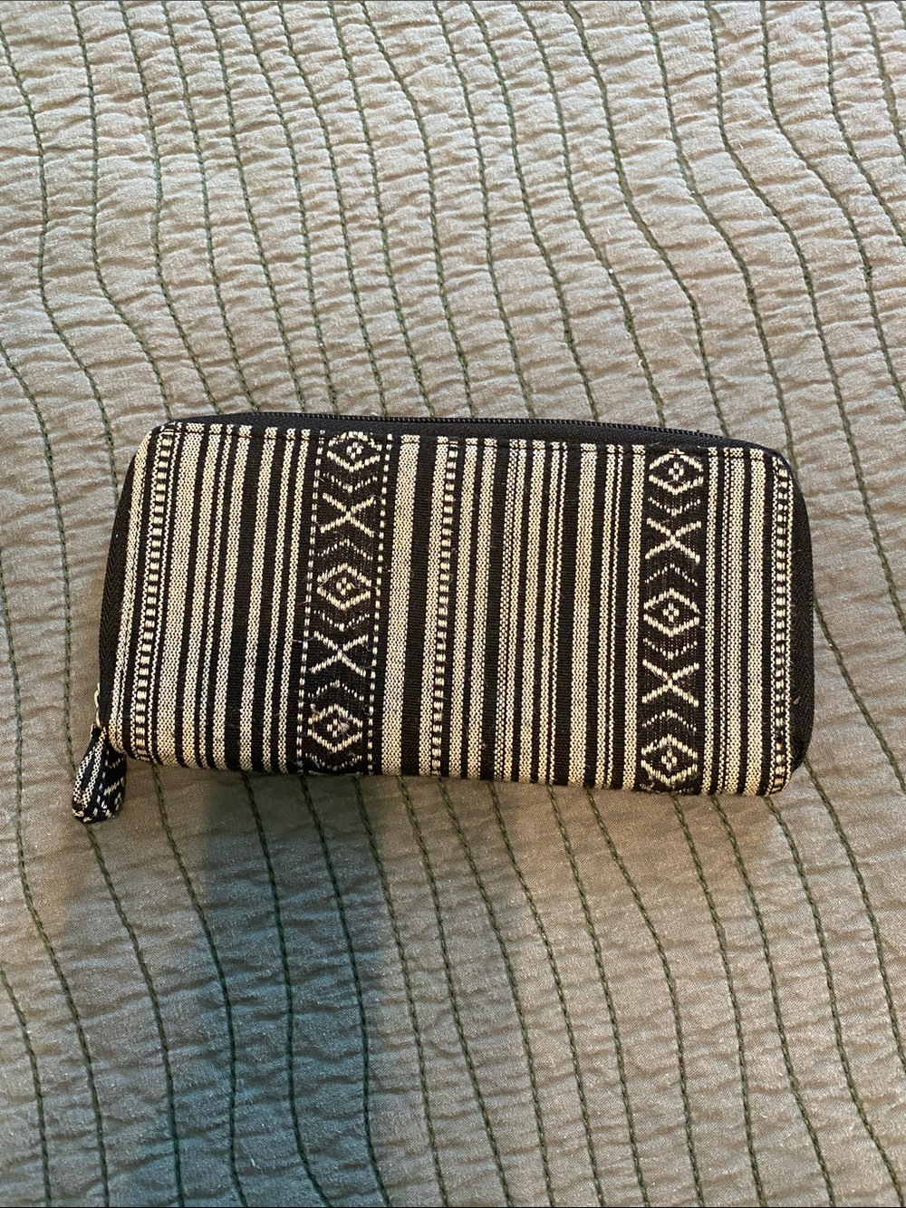 Charlotte Russe Black and White Striped Zip Wallet